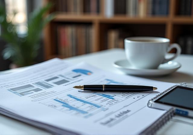 Analisi editoriale e documenti istituzionali su scrivania moderna